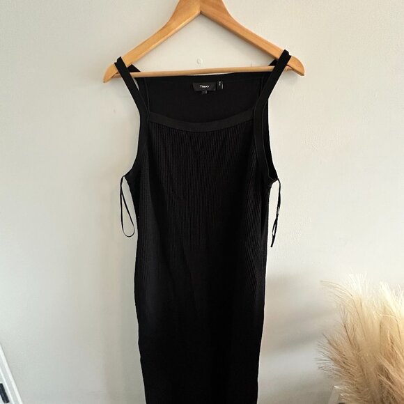 Pointelle Midi Dress in Crepe Knit - Black - Picture 2 of 5